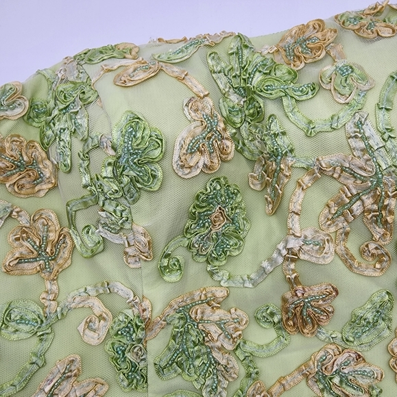 AusM Vintage Green Foral Beaded Bodice Corset Top - Picture 9 of 16